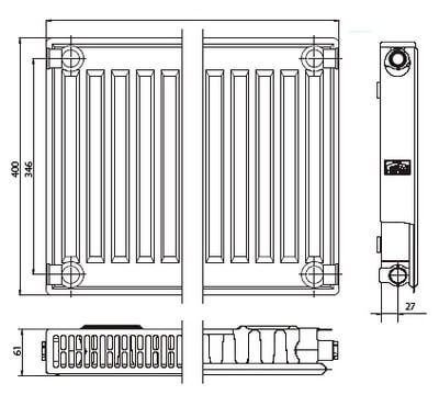 Kermi FKO 11 400х1000 панельный радиатор с боковым подключением