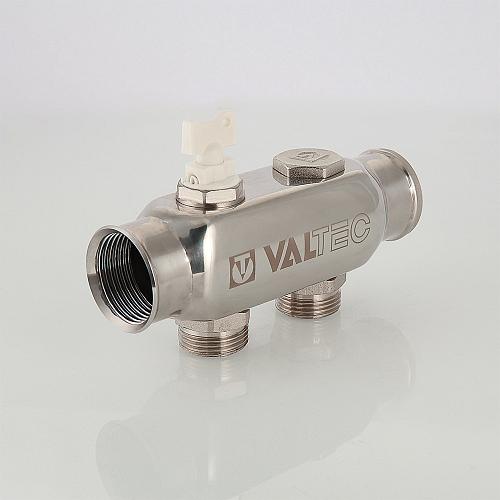 Valtec 1", 3 х 3/4" Коллектор 3 вых. из нержавеющей стали с межосевым расстоянием выходов 50 мм (евроконус)