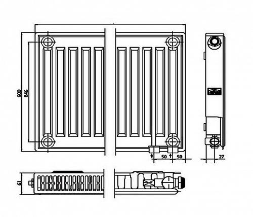 Kermi FTV 11 900x2000 панельный радиатор с нижним подключением
