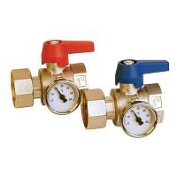 Henco Кран шаровый с накидной гайкой 1", уплотнением и термометром, никелированный, 1"Fx1"F, набор 2 штуки Henco Кран шаровый с накидной гайкой 1", уплотнением и термометром, никелированный, 1"Fx1"F, набор 2 штуки