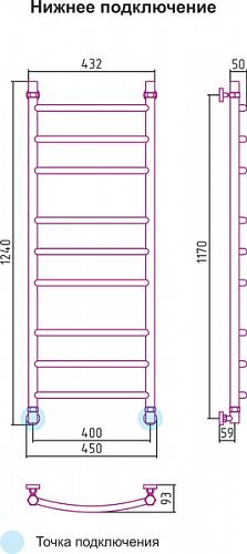 Сунержа Галант 1200x400 Водяной полотенцесушитель 