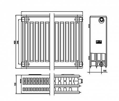 Kermi FKО 33 400х1100 панельный радиатор с боковым подключением