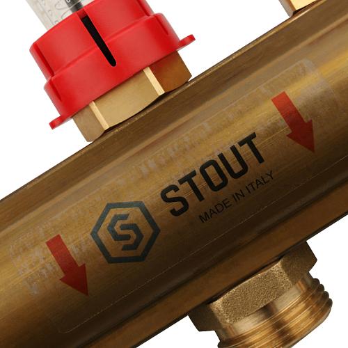 SMB 0473 000006 STOUT Распределительный коллектор из латуни с расходомерами 6 вых.