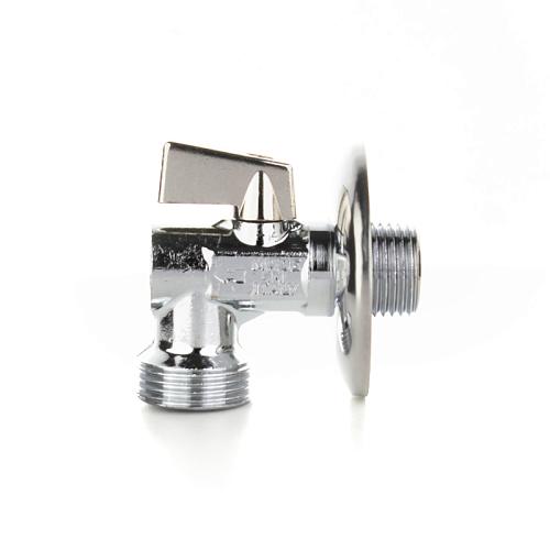 Elsen Кран шаровой латунный угловой для стиральных машин с розеткой 3/4" - 1/2", ручка - бабочка