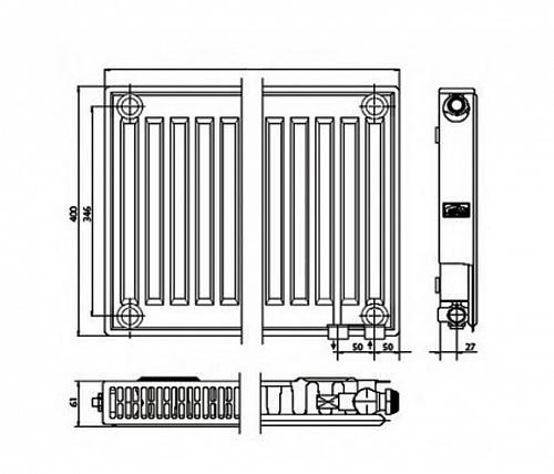 Kermi FTV 11 400x800 панельный радиатор с нижним подключением