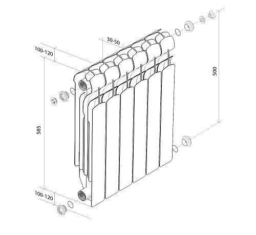 Royal Thermo Indigo 500 2.0 06 секции Алюминиевый радиатор