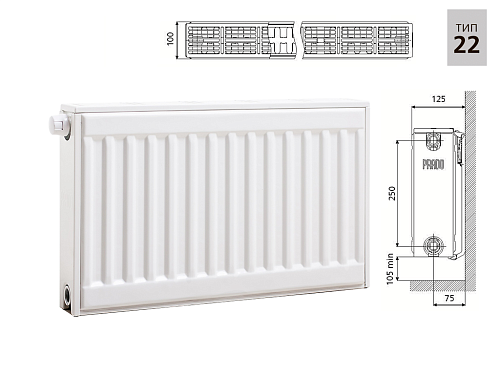 Prado Universal U22 300x1600 стальной панельный радиатор с нижним подключением
