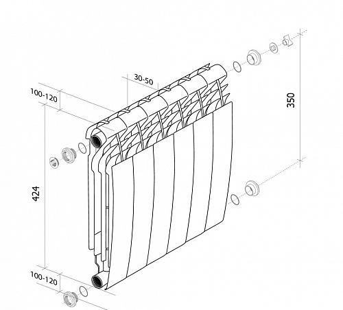 Royal Thermo Biliner 350 Bianco Traffico /6 секции БиМеталлический радиатор