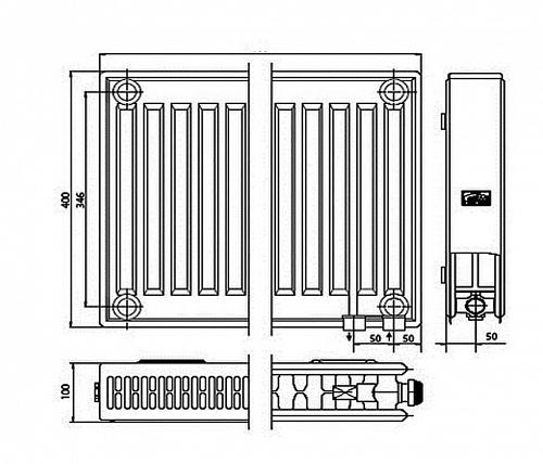 Kermi FTV 22 400x2600 панельный радиатор с нижним подключением