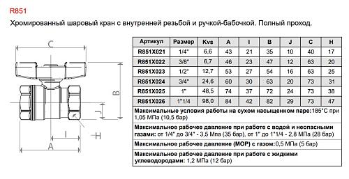 Giacomini 1/2" ВР/ВР Кран шаровой хромированный (ручка-бабочка)