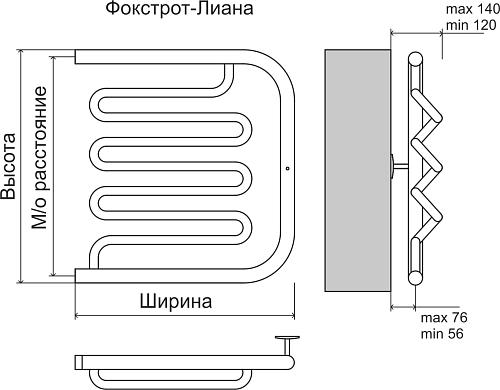 Terminus Фокстрот Лиана 1" 500х500 Водяной полотенцесушитель 