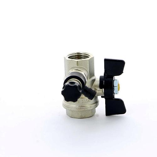 Bugatti Oregon 1/2" ВР/ВР Кран шаровой с дренажем и воздухоотводчиком (ручка бабочка)