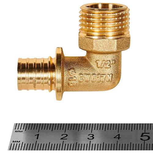 ROMMER Уголок-переходник с наружной резьбой 16xG1/2 для трубы из сшитого полиэтилена осевой