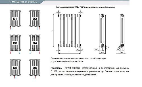 Rifar Tubog Ventil 3057 22 секций нижнее подключение