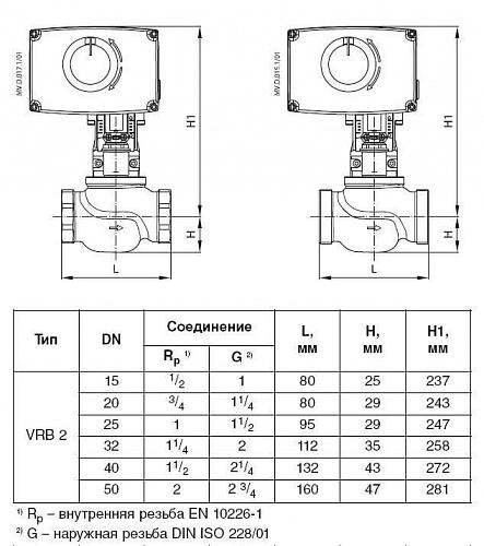 Danfoss VRB 2 DN40 (065Z0179) Клапан регулирующий с наружной резьбой Kvs-25 м3/ч