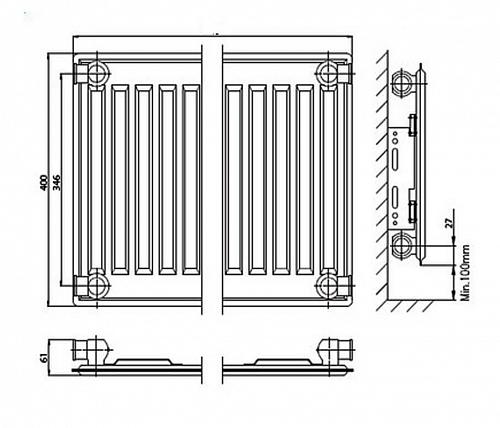 Kermi FTV 10 400x1600 панельный радиатор с нижним подключением