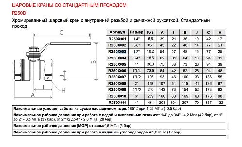Giacomini 1 1/2" ВР/ВР Кран шаровой хромированный (ручка-рычаг)
