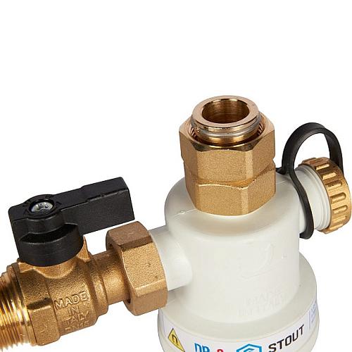 STOUT Фильтр-шламоотделитель G 3/4M-G 3/4RN-G 3/4M с магнитом для настенных котлов FW-0072-000020
