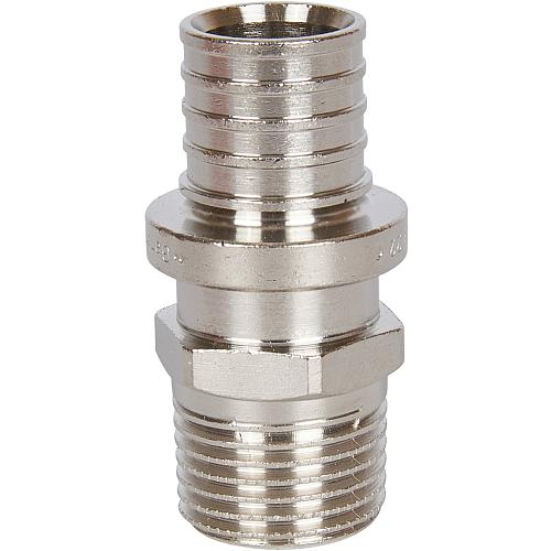 STOUT Переходник 20х2.0x1/2" с наружной резьбой никелированный для труб из сшитого полиэтилена аксиальный