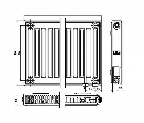 Kermi FTV 12 300x1400 панельный радиатор с нижним подключением