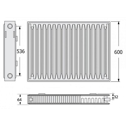 Kermi FKO 12 600x1600 панельный радиатор с боковым подключением