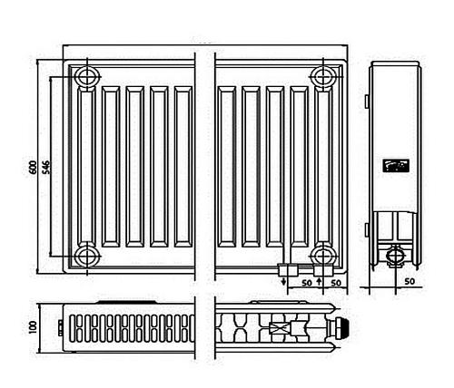 Kermi FTV 22 600x3000 панельный радиатор с нижним подключением