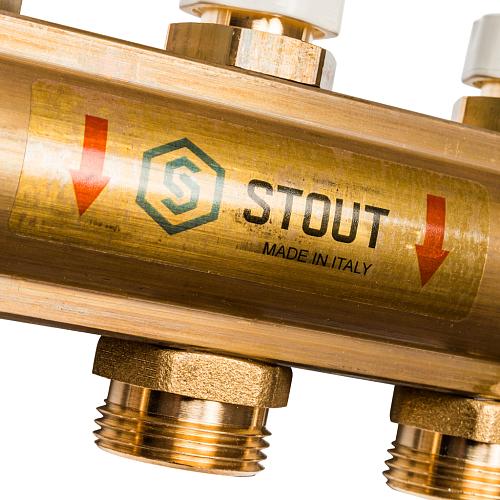 SMB 0468 000008 STOUT Распределительный коллектор из латуни без расходомеров 8 вых.