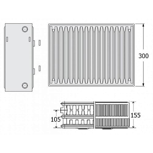 Kermi FTO 33 300х500 панельный радиатор с боковым подключением